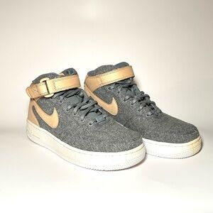 Nike Women's Air Force 1 Mid Leather “Cool Grey & Tan” Sneakers. Size 6 …